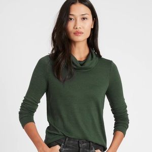 Petite Luxespun Cowl-Neck Tee in Sugar Pine Green